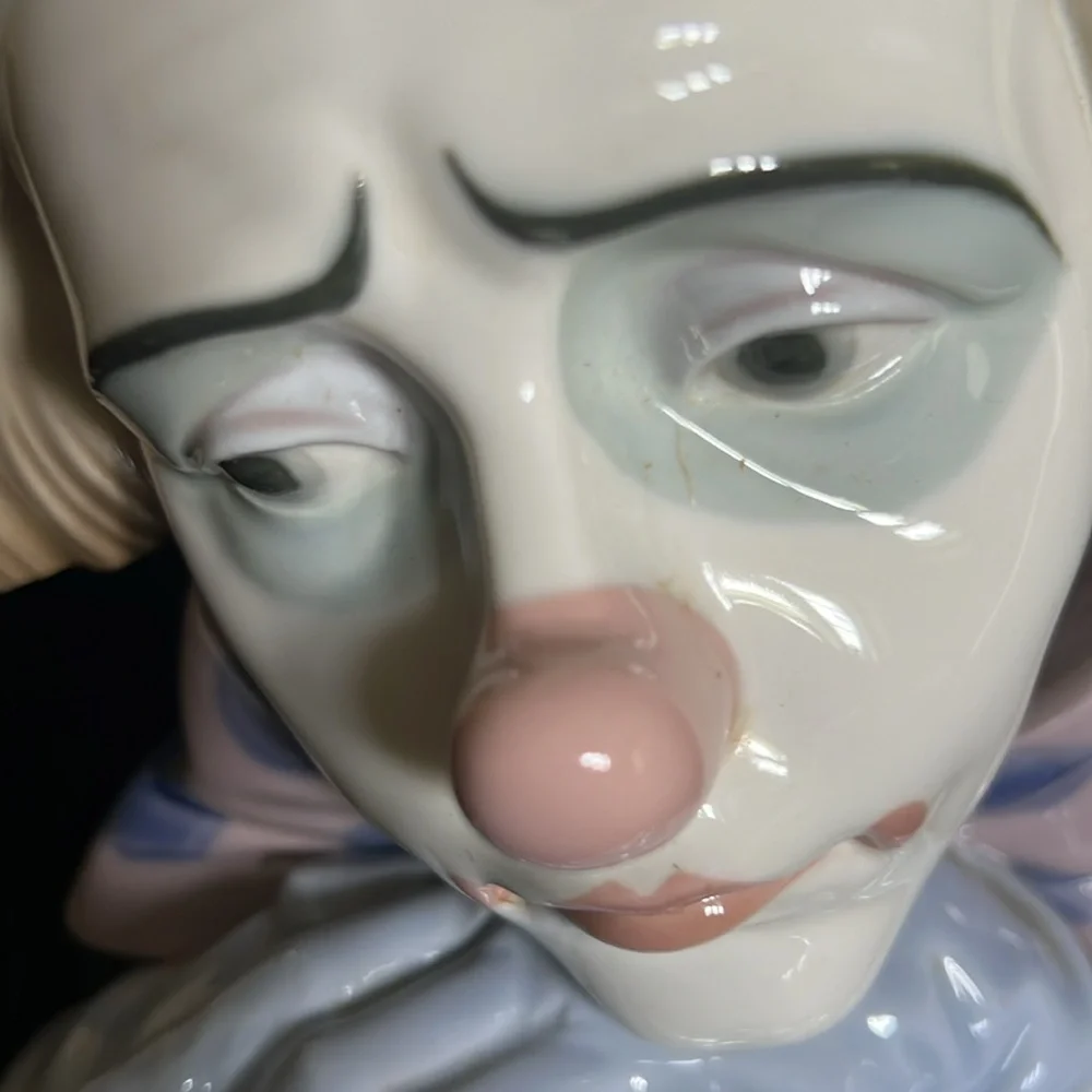 Vintage 1980’s Lladro pensive Clown bust #5130 with wood base and original box - Picture 14 of 17